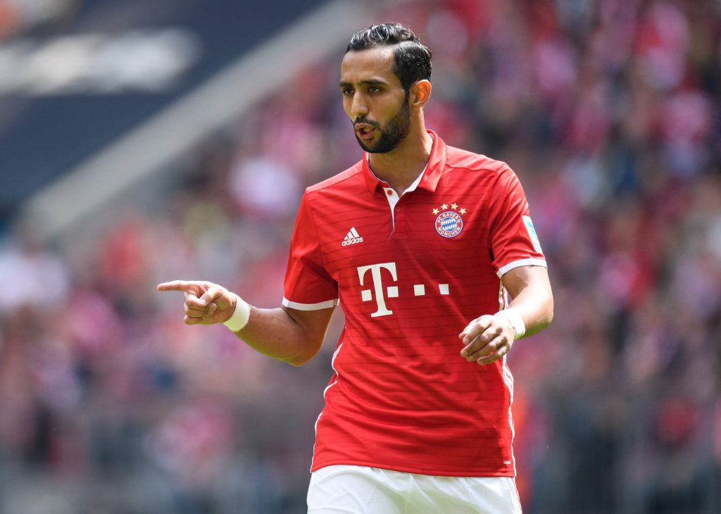 Medhi Benatia of Muenchen gestures during the Bundesliga match