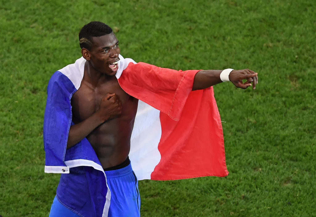 Pogba of France celebrates his team's 2-0 win in the UEFA EURO semi final match