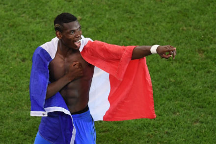 Pogba of France celebrates his team's 2-0 win in the UEFA EURO semi final match