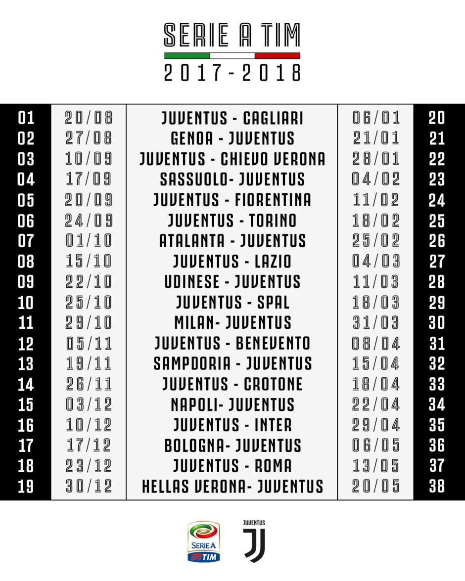 Juventus Schedule 2022 21 Juventus Fixtures 2017/18 Announced -Juvefc.com