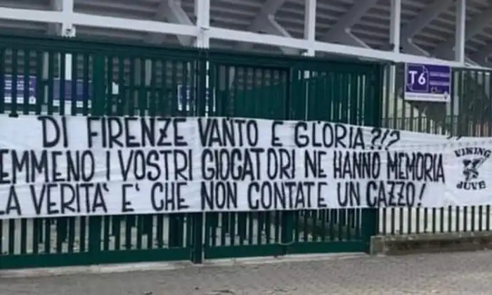  Juventus ultras mock Fiorentina with a new banner at the Franchi stadium