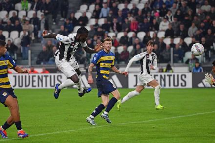 Juventus winger Timothy Weah scores against Parma
