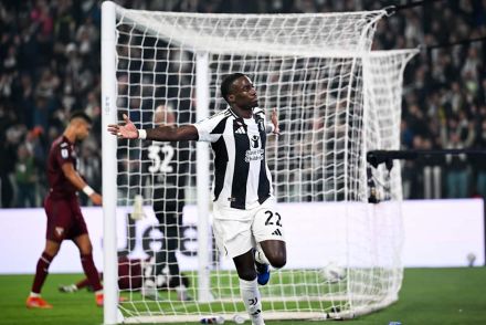 Juventus star Weah celebrates his goal against Torino