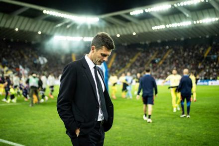 Juventus coach Thiago Motta at the Bluenergy Stadium in Udine