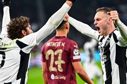 Locatelli and Koopmeiners celebrate beating Man City