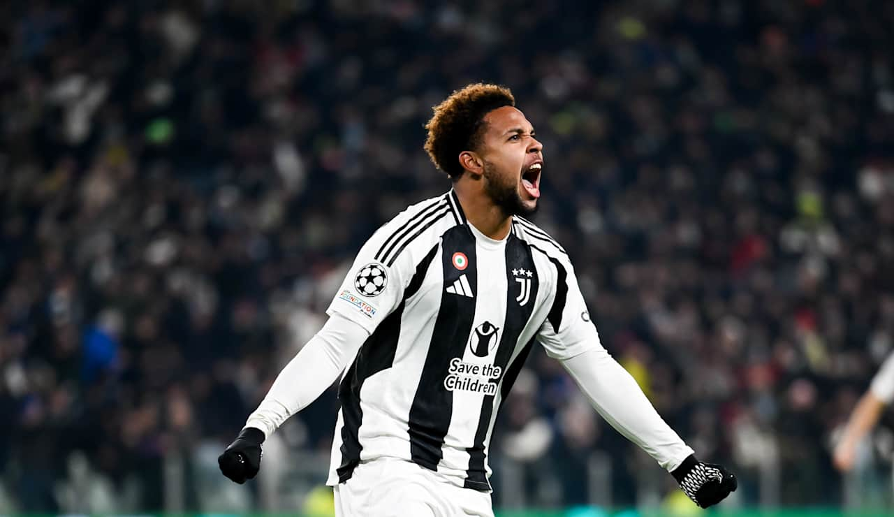 Weston McKennie celebrates scoring for Juventus