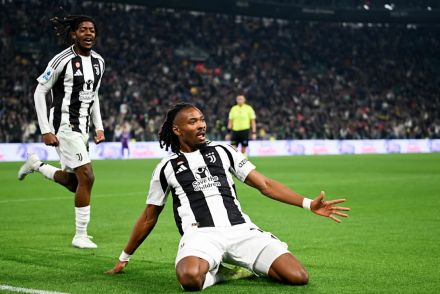 Khephren Thuram celebrates scoring against Fiorentina