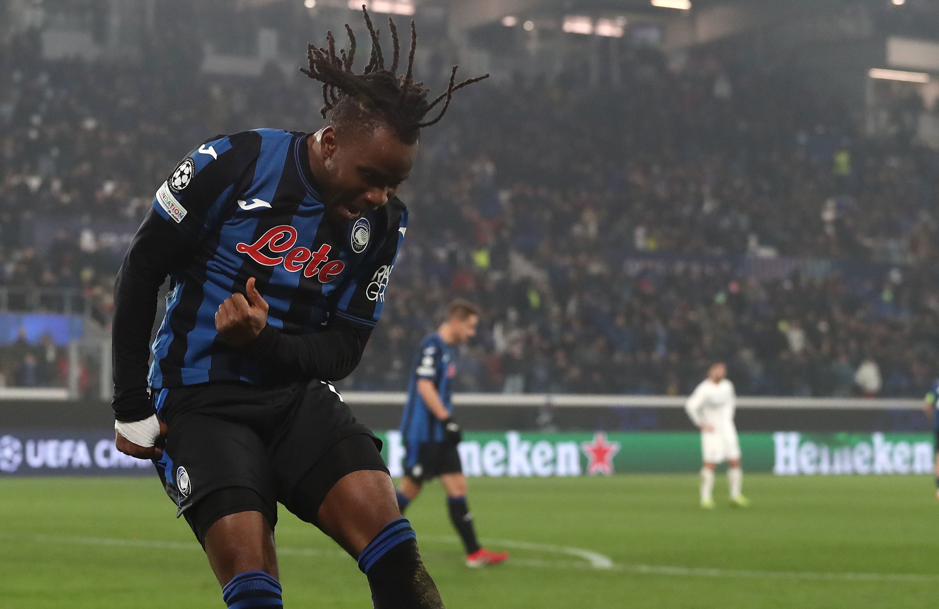 Ademola Lookman celebrates scoring for Atalanta