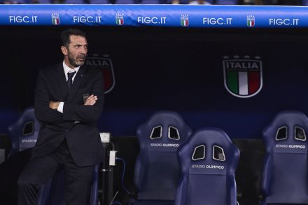 Gianluigi Buffon in the Italy dugout
