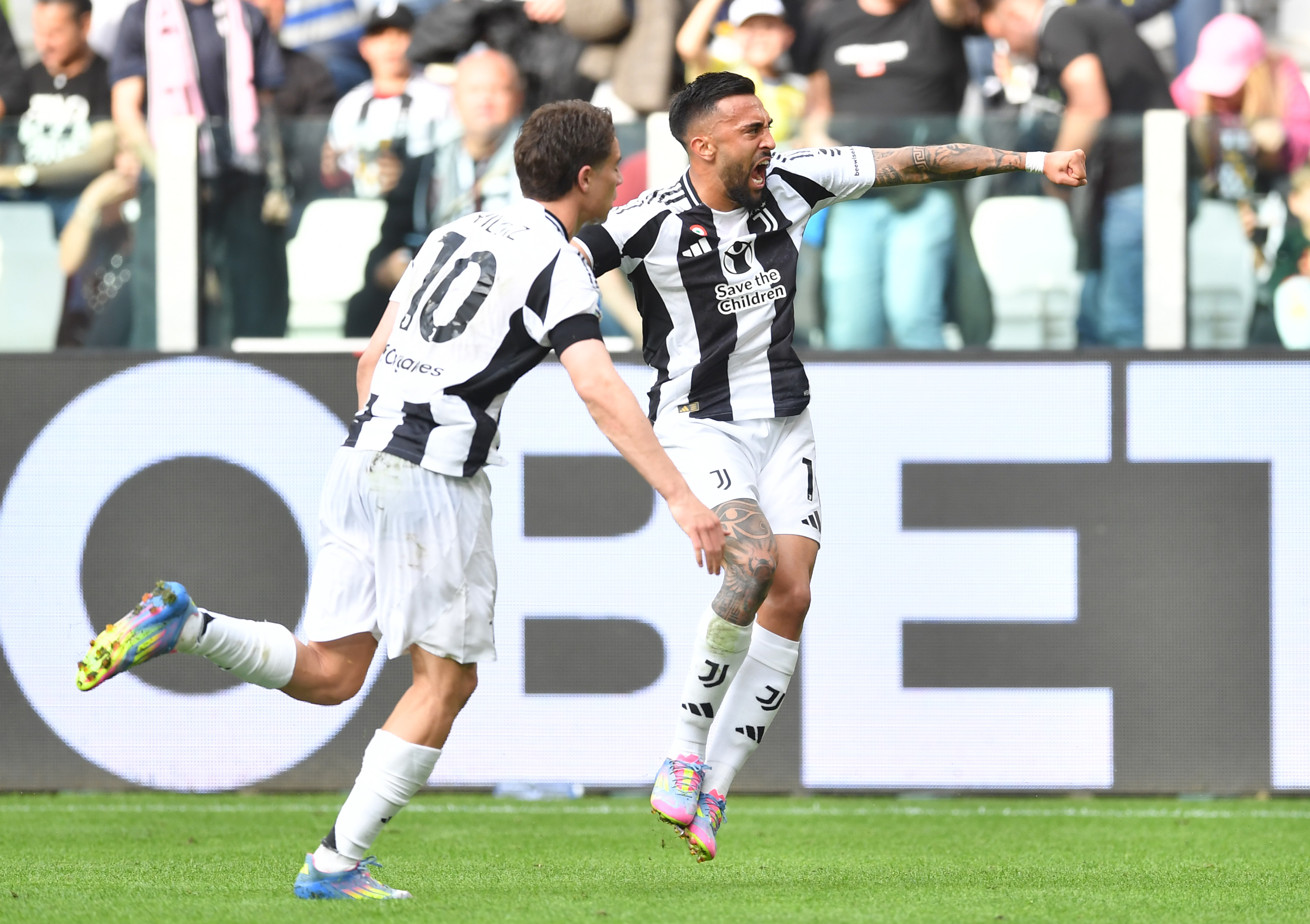 Nico Gonzalez celebrates scoring for Juventus