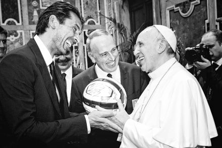 Pope Francis with Gianluigi Buffon