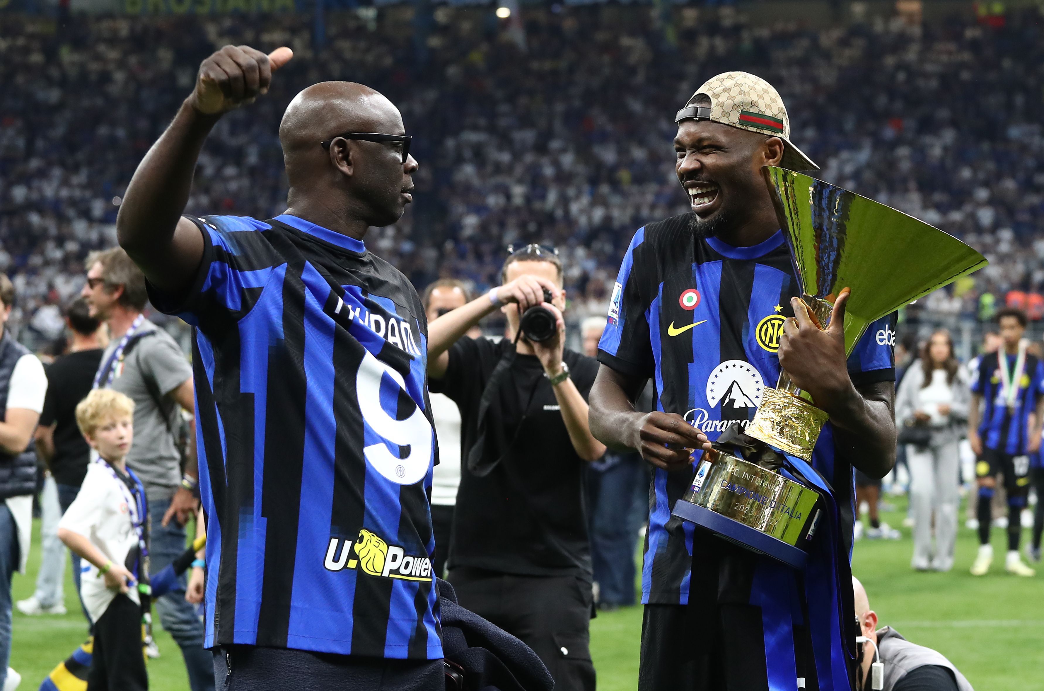 Lilian Thuram joking with his son, Marcus