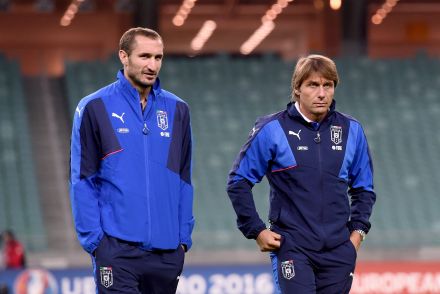 Giorgio Chiellini and Antonio Conte