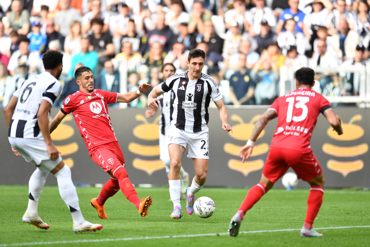 Andrea Cambiaso dribbling against Monza