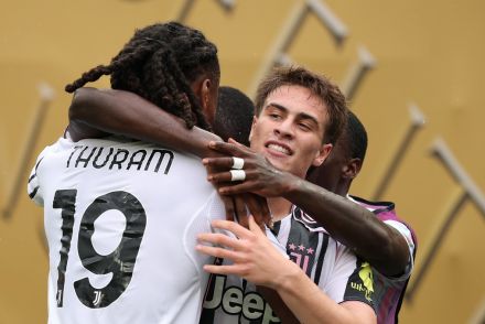 Khephren Thuram and Kenan Yildiz celebrating v Wydad