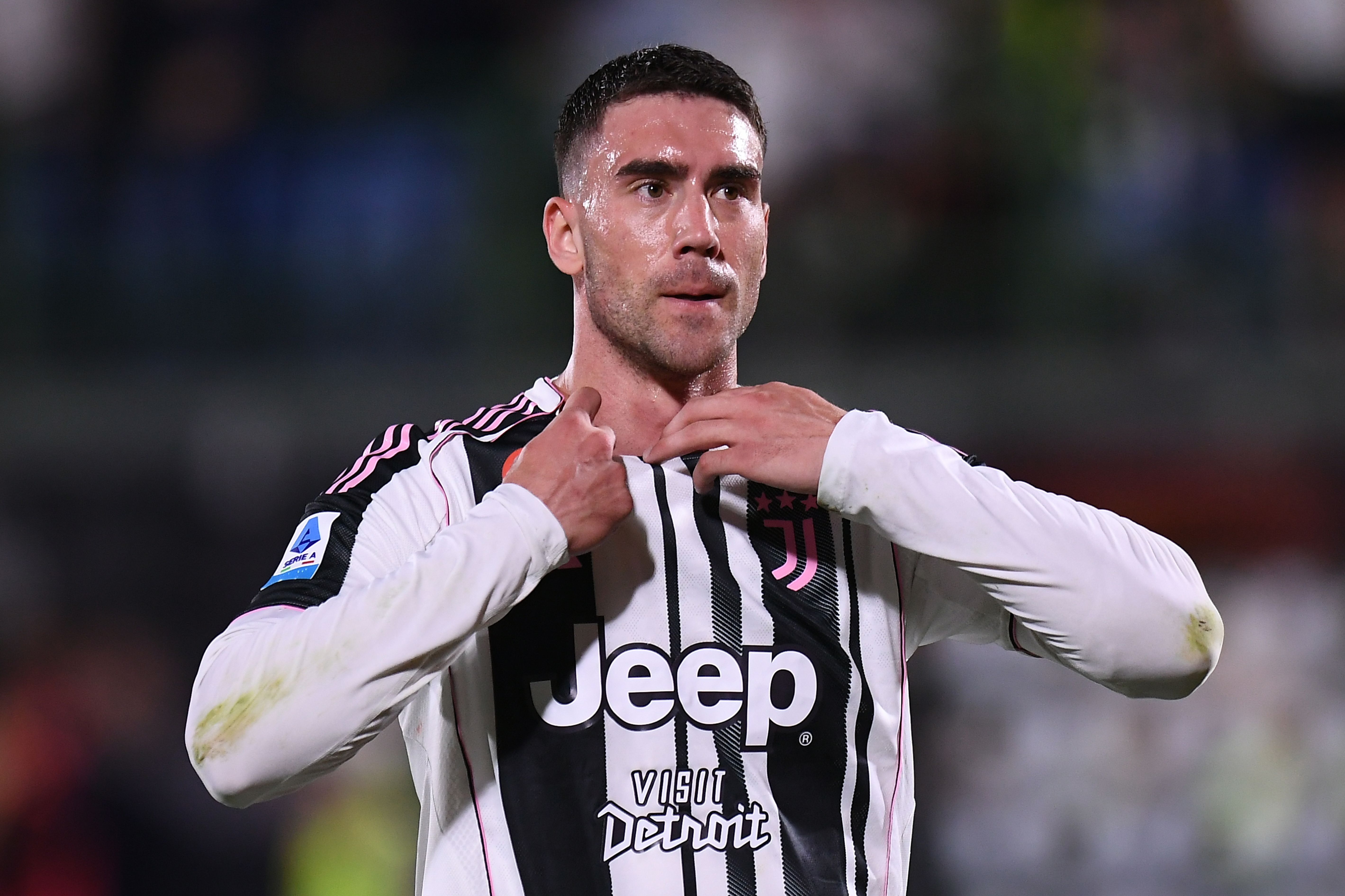 Dusan Vlahovic in action for Juventus