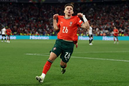 Francisco Conceicao celebrates scoring for Portugal