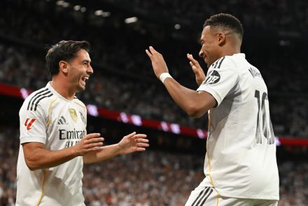 Real Madrid stars Brahim Diaz and Kylian Mbappe