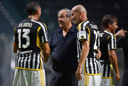 Michel Platini with Zinedine Zidane and Marc Iuliano