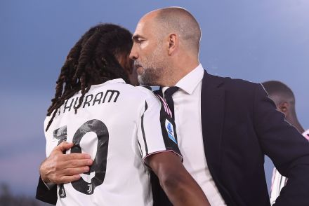 Igor Tudor embracing Khephren Thuram