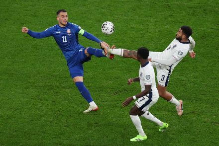 Filip Kostic in action for Serbia