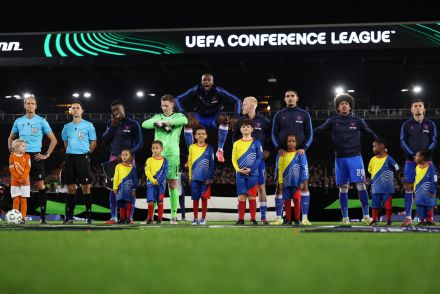 Jean Philippe-Mateta ahead of a Conference League match