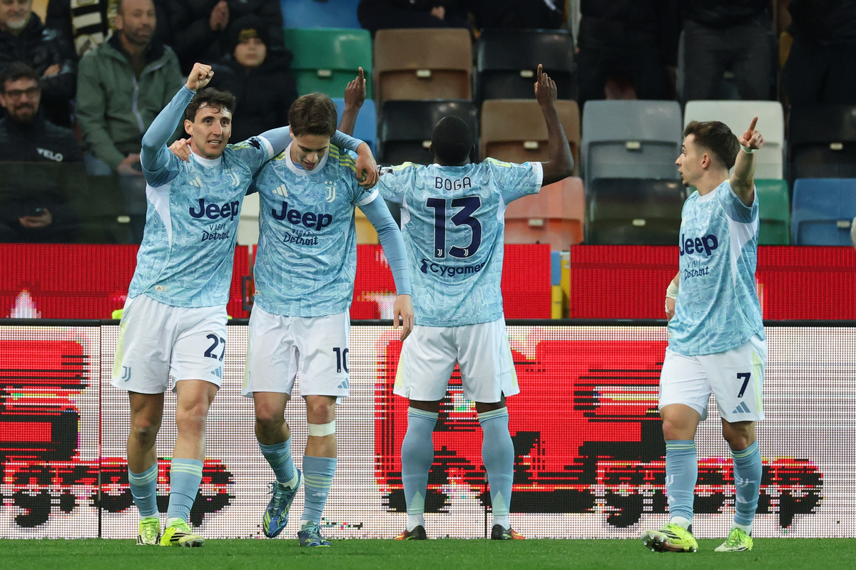 Kenan Yildiz with his Juventus teammates