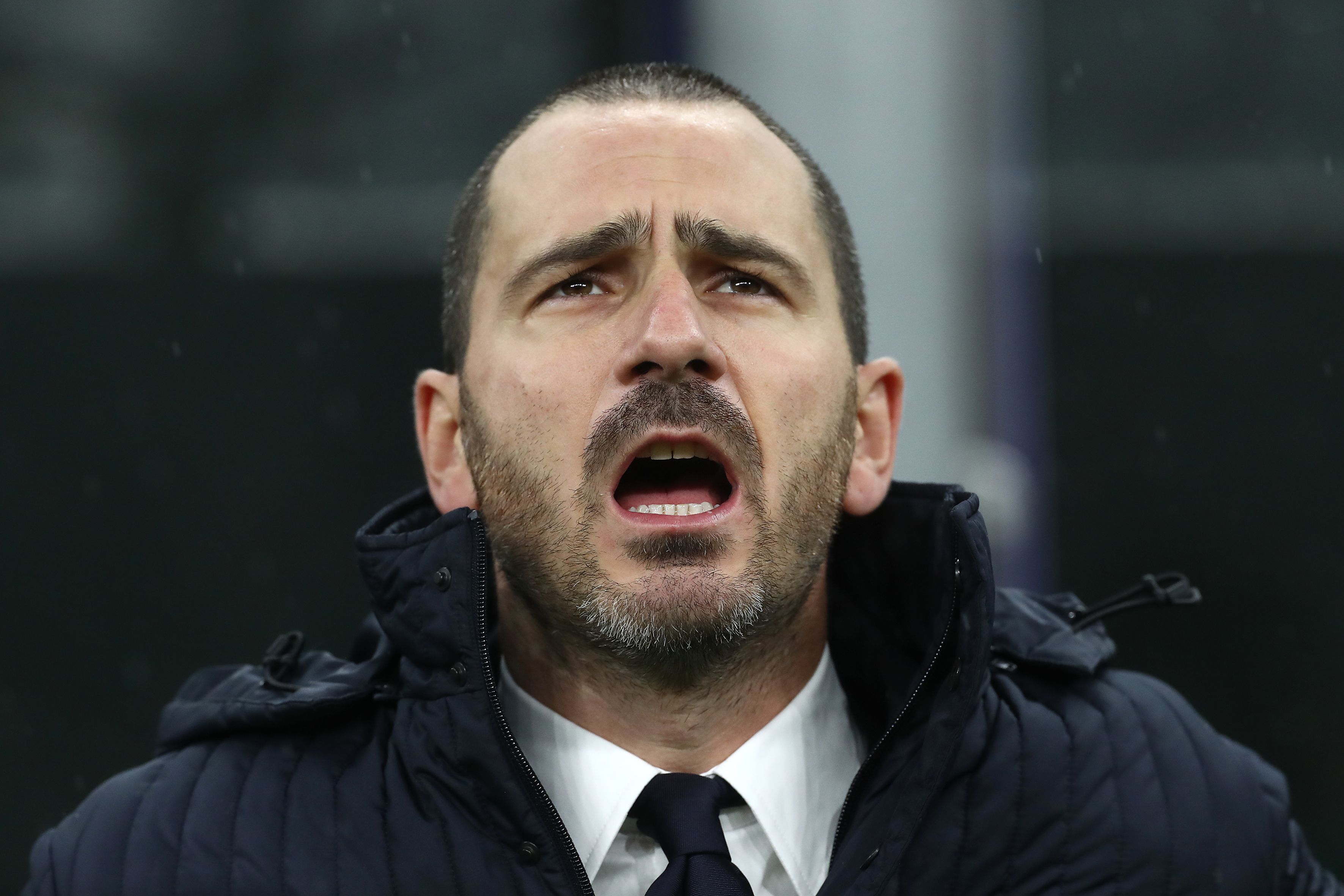 Leonardo Bonucci singing the national anthem